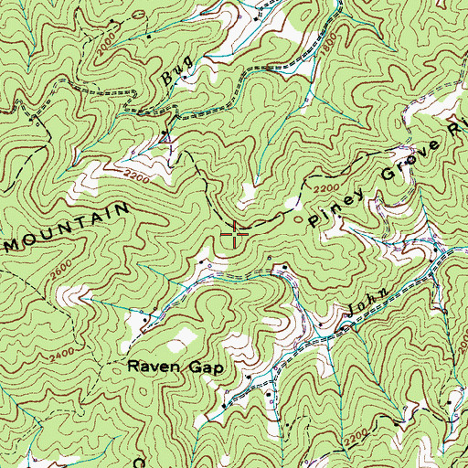 Topographic Map of Piney Grove Ridge, TN