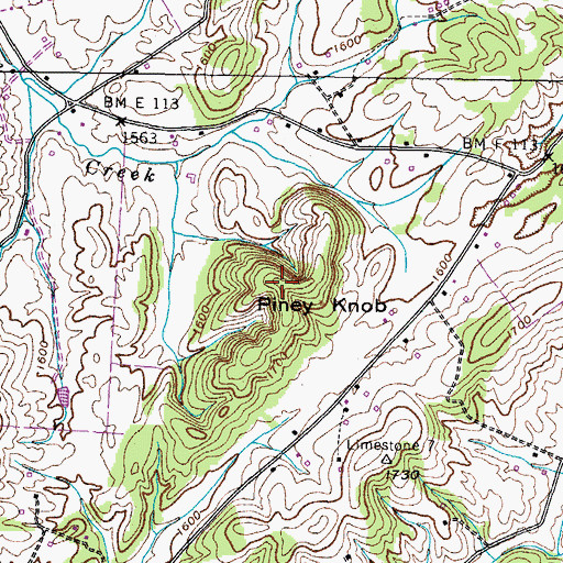 Topographic Map of Piney Knob, TN