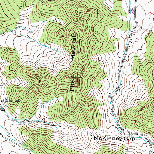 Topographic Map of Piney Mountain, TN