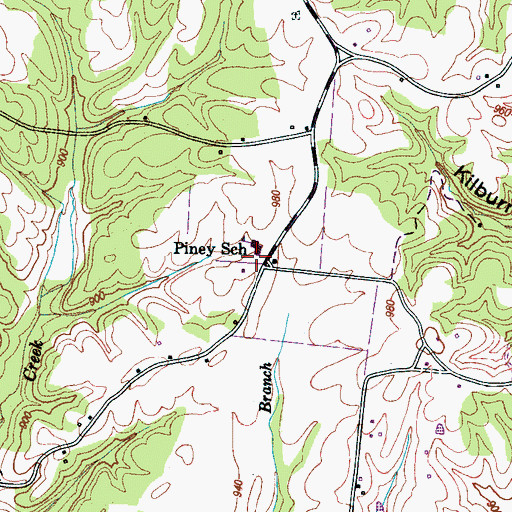 Topographic Map of Piney School, TN