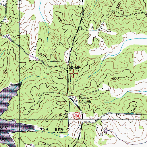Topographic Map of Piney School (historical), TN