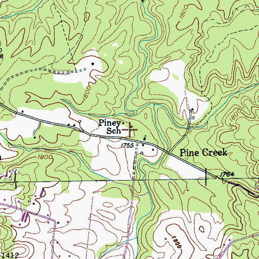 Topographic Map of Piney School, TN