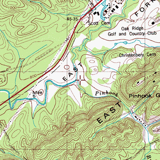Topographic Map of Pinhook Branch, TN