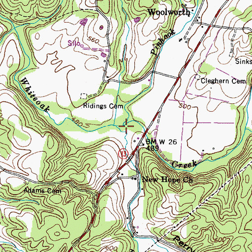 Topographic Map of Pinhook Branch, TN