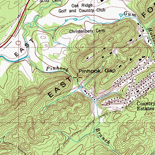 Topographic Map of Pinhook Gap, TN