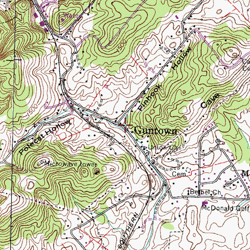 Topographic Map of Pinhook Hollow, TN