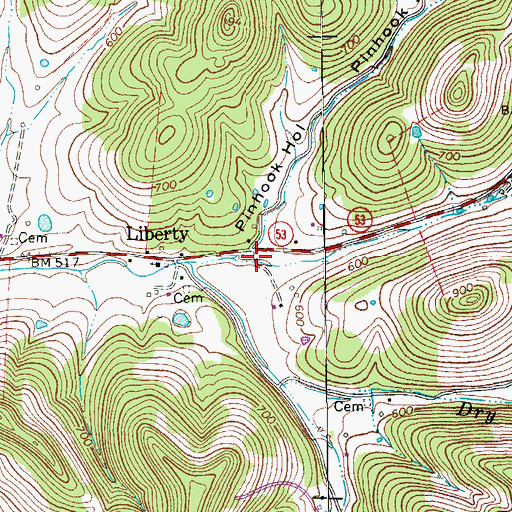 Topographic Map of Pinhook Hollow, TN