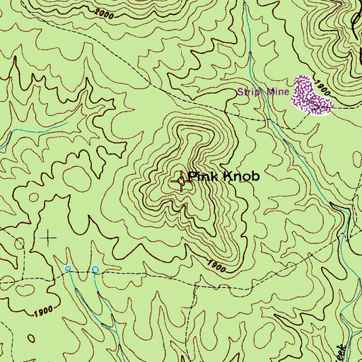 Topographic Map of Pink Knob, TN