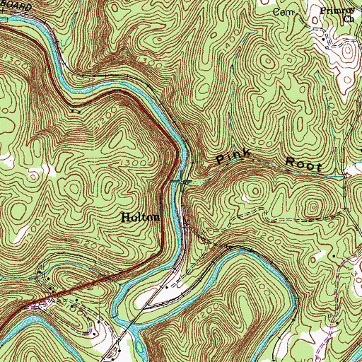 Topographic Map of Pink Root Hollow, TN