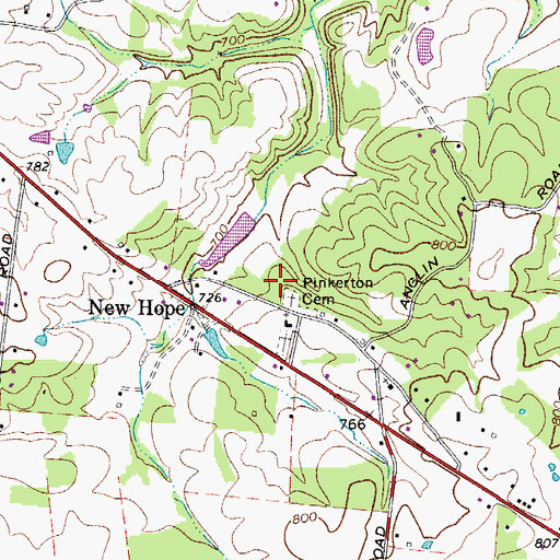 Topographic Map of Pinkerton Cemetery, TN