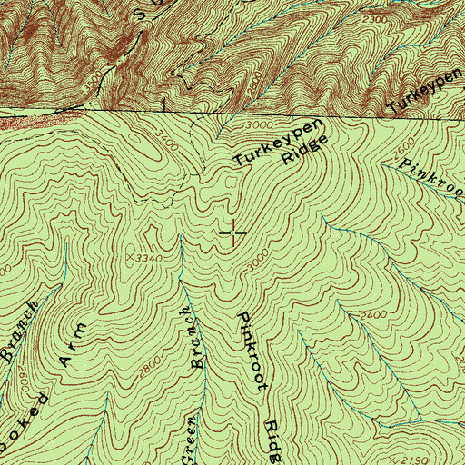 Topographic Map of Pinkroot Ridge, TN