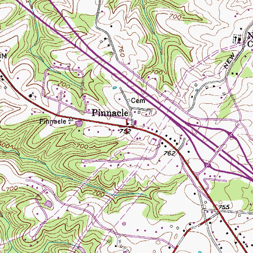 Topographic Map of Pinnacle, TN