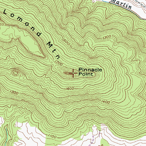 Topographic Map of Pinnacle Point, TN