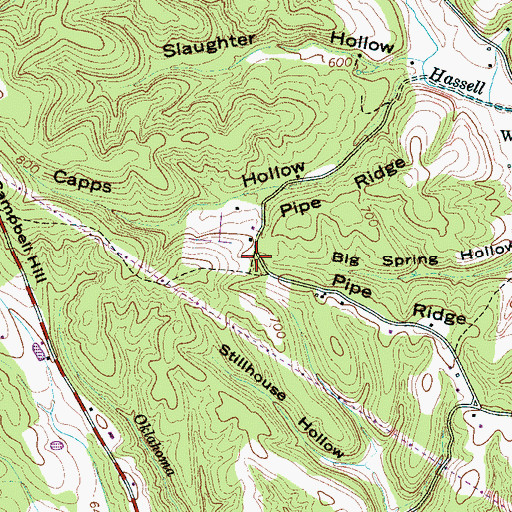 Topographic Map of Pipe Ridge, TN