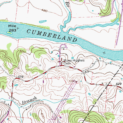 Topographic Map of Piper-Hughes Cemetery, TN