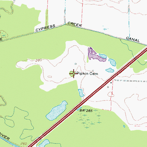 Topographic Map of Pipkin Cemetery, TN