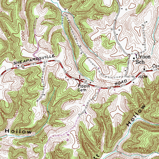 Topographic Map of Pippin Cemetery, TN