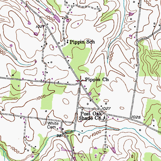 Topographic Map of Pippin Church, TN