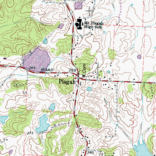 Topographic Map of Pisgah, TN