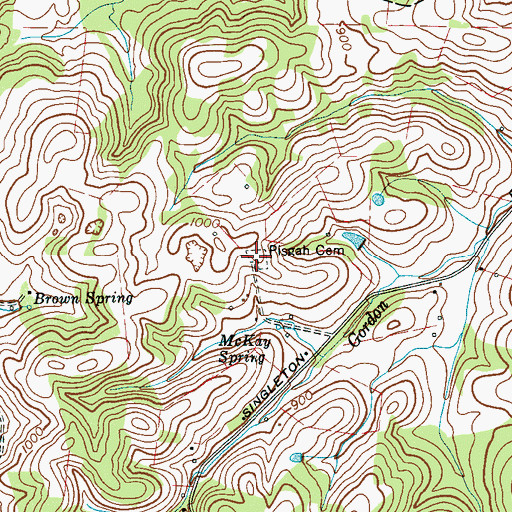 Topographic Map of Pisgah Cemetery, TN