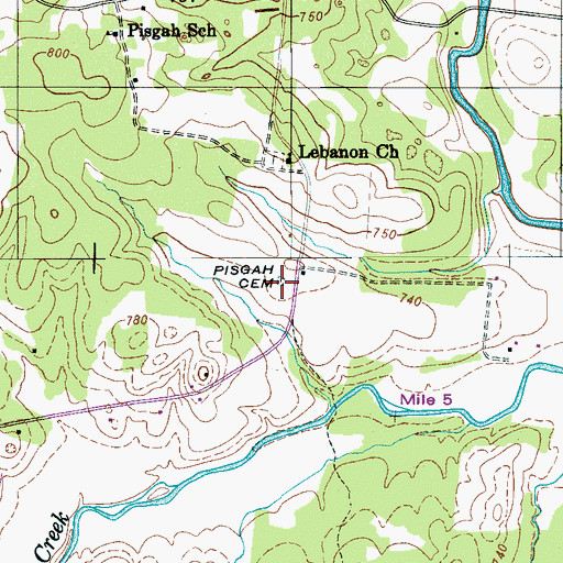 Topographic Map of Pisgah Cemetery, TN