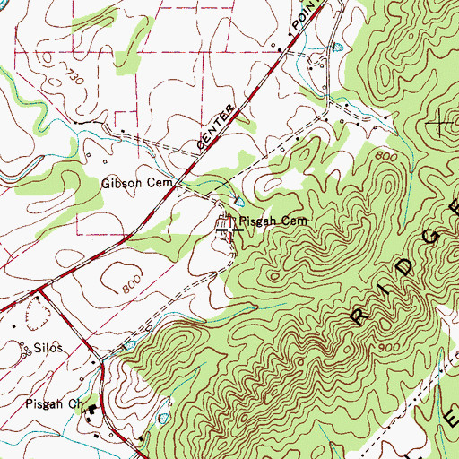 Topographic Map of Pisgah Cemetery, TN