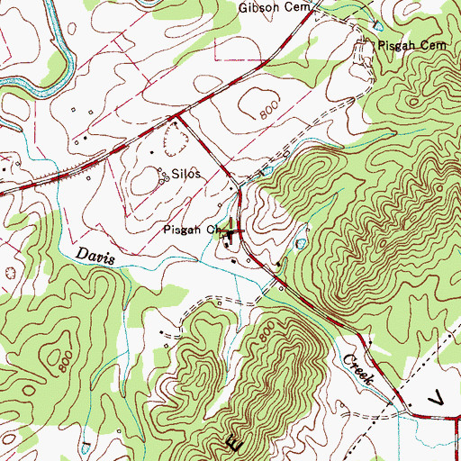 Topographic Map of Pisgah Church, TN