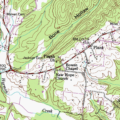 Topographic Map of Pisgah Church, TN