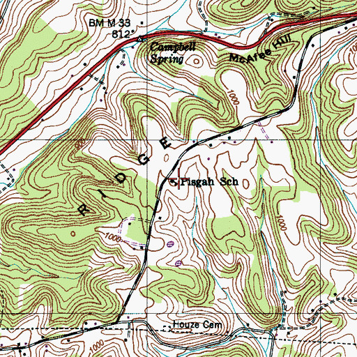 Topographic Map of Pisgah School, TN