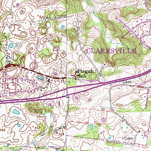 Topographic Map of Pisgah School, TN