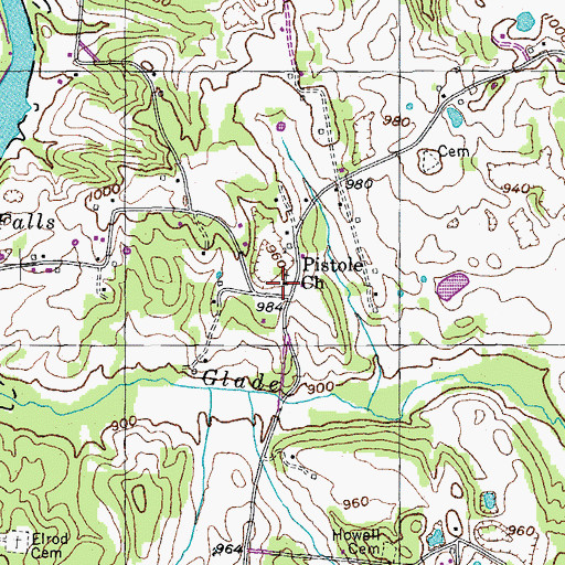 Topographic Map of Pistole Church, TN