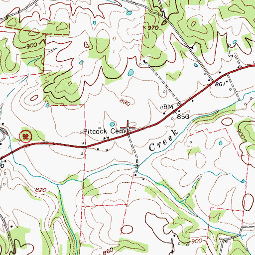 Topographic Map of Pitcock Cemetery, TN
