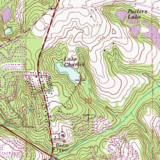 Topographic Map of Lake Charles Dam, AL