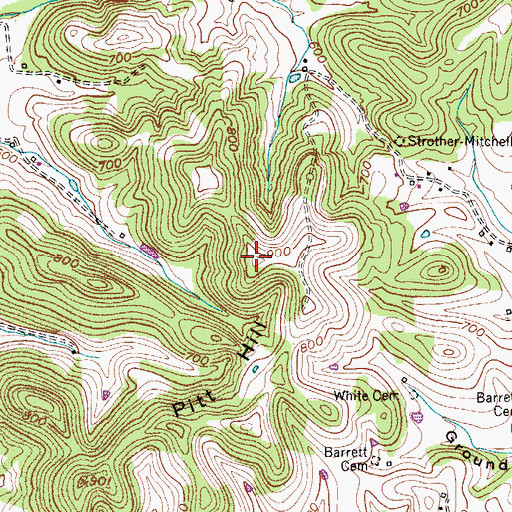 Topographic Map of Pitt Hill, TN