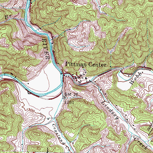 Topographic Map of Pittman Center, TN