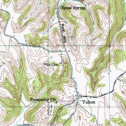 Topographic Map of Pitts Cemetery, TN
