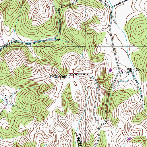 Topographic Map of Pitts Cemetery, TN