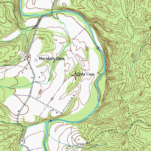 Topographic Map of Pitts Cemetery, TN