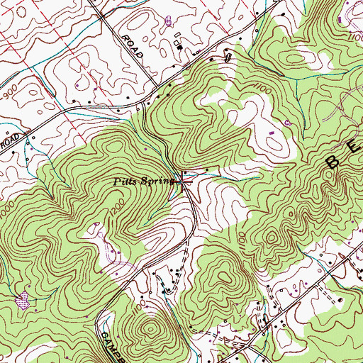 Topographic Map of Pitts Spring, TN