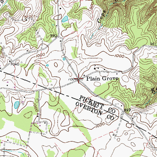 Topographic Map of Plain Grove, TN