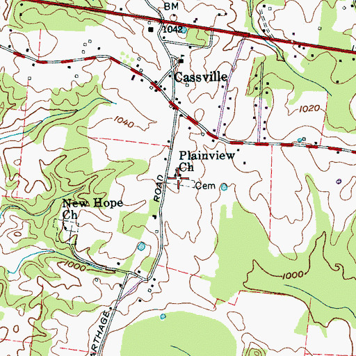 Topographic Map of Plainview Church, TN