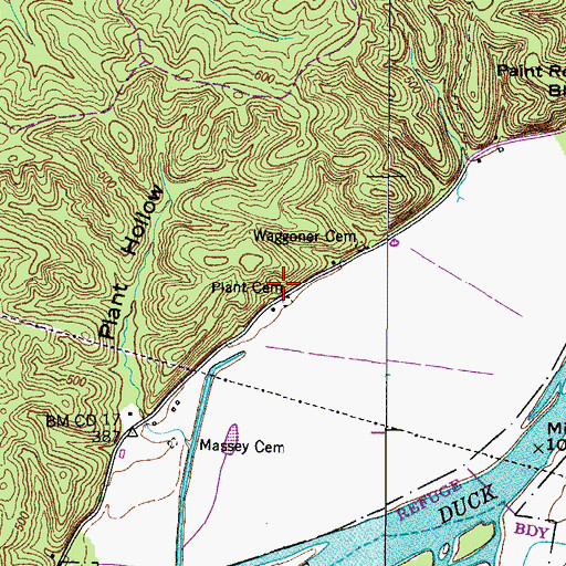 Topographic Map of Plant Cemetery, TN