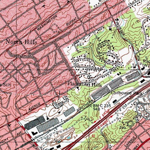 Topographic Map of Plantation Hills, TN