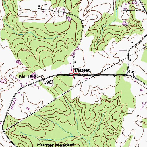 Topographic Map of Plateau, TN