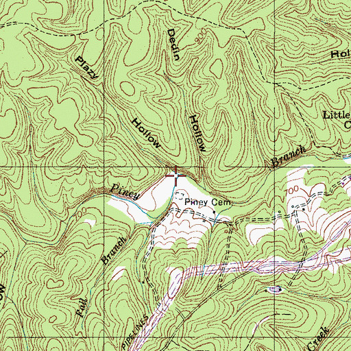 Topographic Map of Plazy Hollow, TN