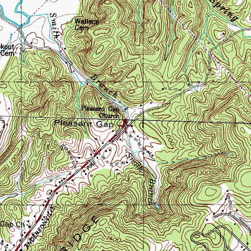 Topographic Map of Pleasant Gap, TN