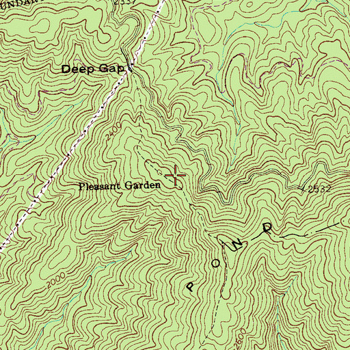 Topographic Map of Pleasant Garden, TN