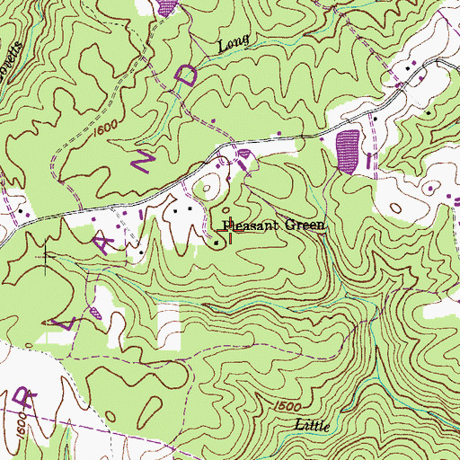 Topographic Map of Pleasant Green Church, TN