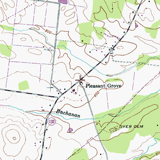 Topographic Map of Pleasant Grove, TN