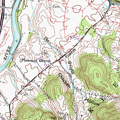 Topographic Map of Pleasant Grove, TN